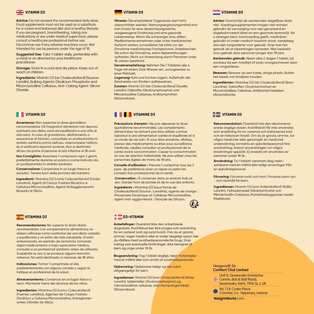 Thumbnail 4 de WeightWorld Vitamin D3 400 Tabletten 💊