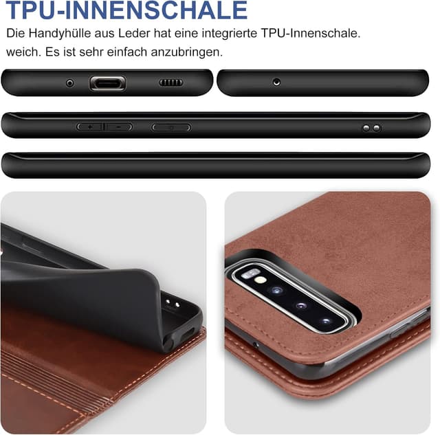 Thumbnail 6 de Vaki Handyhülle für Samsung Galaxy S10 4G – Leder Wallet Case mit Kartenfach, Standfunktion & Klappverschluss