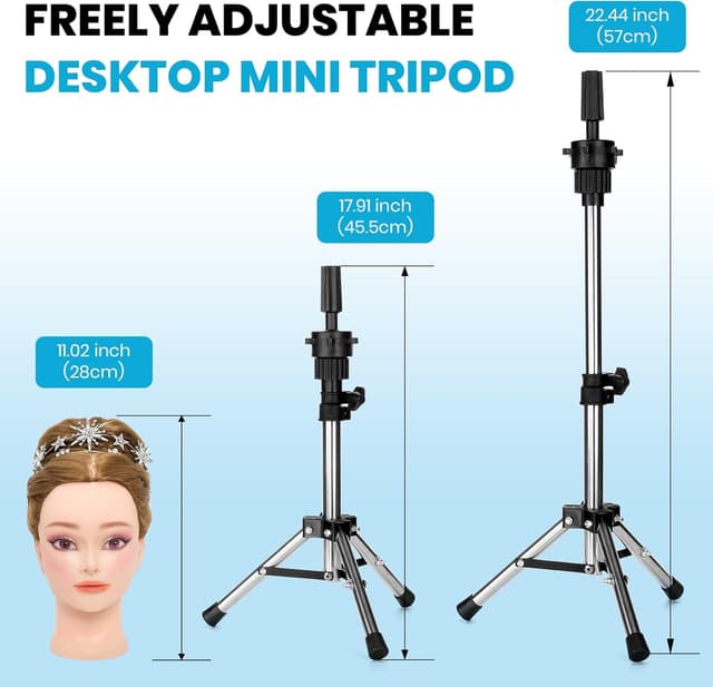 Detalle 2 de Neverland Mini Wig Stand Adjustable Tripod Head Stand (36.5–57cm)