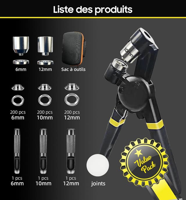 Detalle 2 de HAPDEN pince à oeillets 6, 10, 12 mm