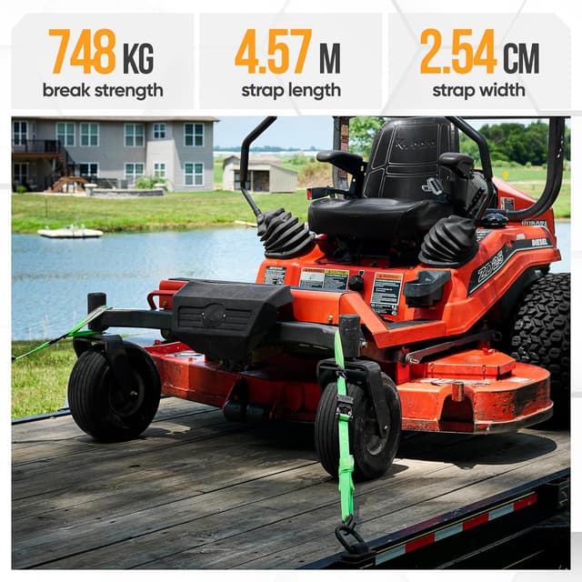 Detalle de FORTEM Ratchet Straps Tie Down Kit (4-pack) – 748kg break strength, 4.6m x 2.54cm straps