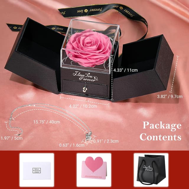 Thumbnail 7 de Emibele Rosa Preservada + Collar Plata S925 🎶 Regalo San Valentín