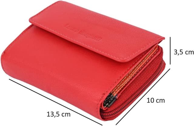 Detalle de Portefeuille femme Laura Biagiotti en cuir véritable, intérieur multicolore et porte-monnaie zippé