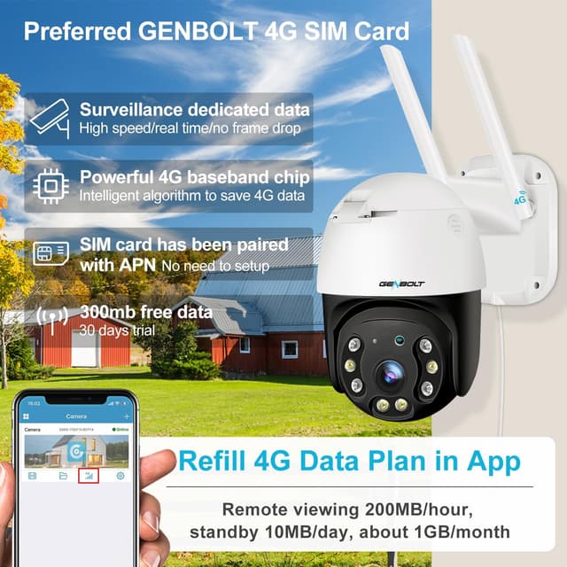 Detalle de GENBOLT 3G/4G LTE Security Camera 24/7 CCTV