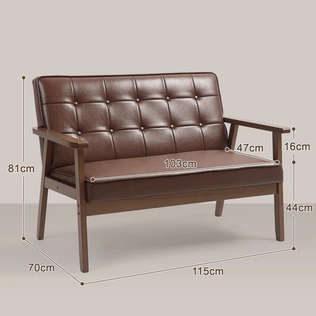 Thumbnail 2 de HOMCOM Sillón de 2 Plazas con PU y madera