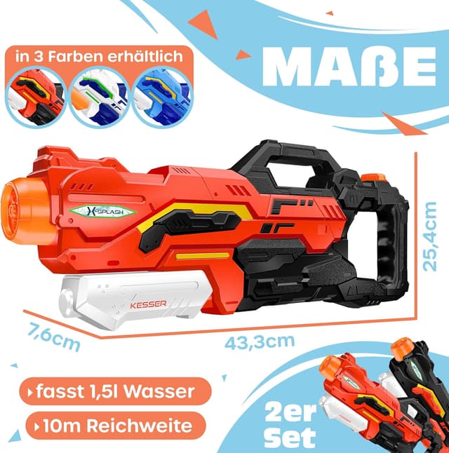 Detalle 2 de KESSER Wasserpistolen 2er Set Reichweite 10–11 m
