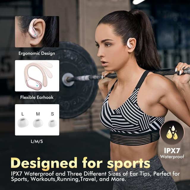 Detalle de HAOYUYAN BX17 Wireless Earbuds (Sports) with IPX7 Waterproof, LED Battery Display, and Noise Canceling