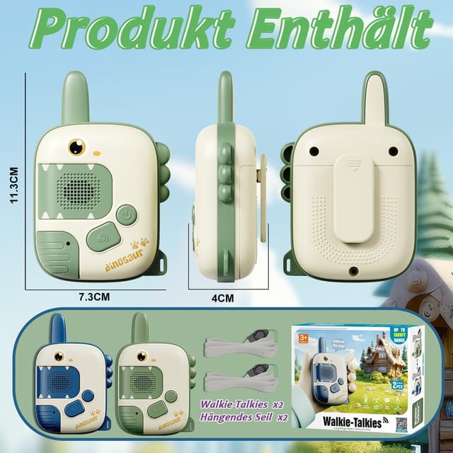 Detalle 2 de DQMOON Walkie Talkie Kinder Dino 300 m
