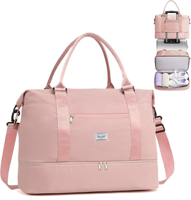Detalle de TANTOMI Reisetasche für Damen mit Schuhfach und Nass-Trocken-Trennung – wasserdichte Weekender Travel Bag