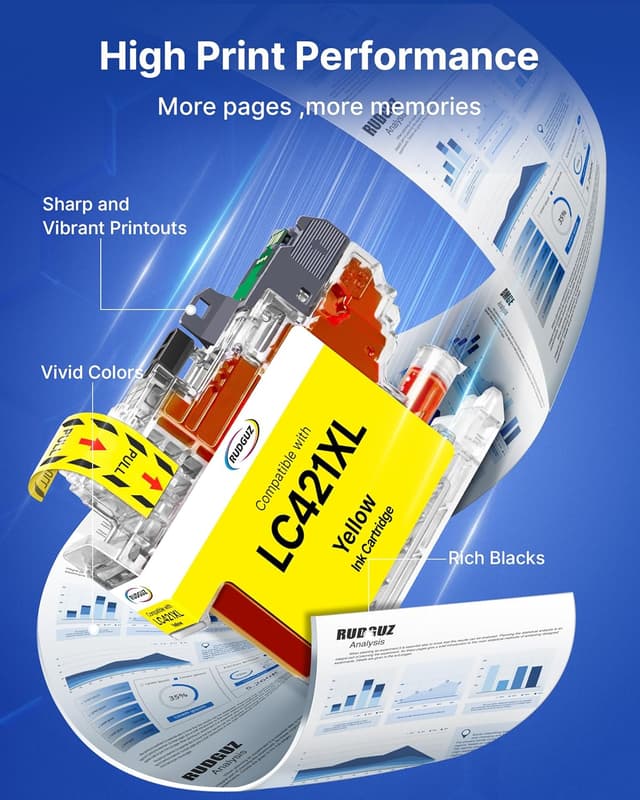 Detalle 2 de RUDGUZ LC421XL kompatible Brother LC-421XL Tintenpatronen im 8er-Pack (Schwarz, Cyan, Gelb, Magenta)