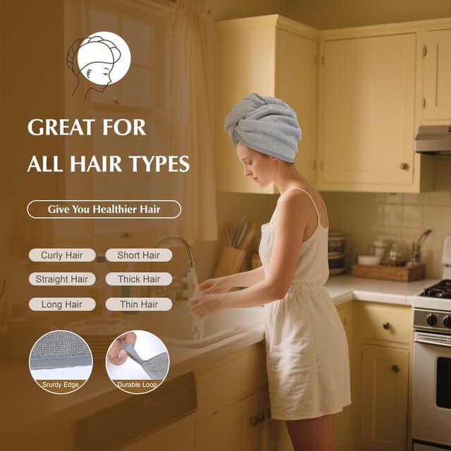 Thumbnail 3 de Poyday Microfibre Hair Towel Wrap 10x26 inches