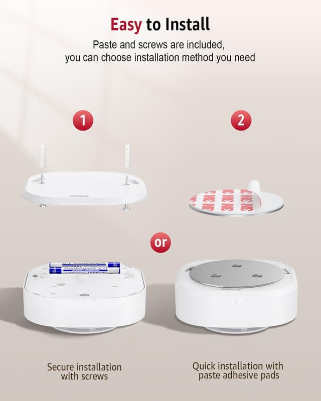 Detalle de Smoke Alarm for Home (Optical) with 10-Year Battery Life, LED Indicator and 80dB Audible – 2 Pack