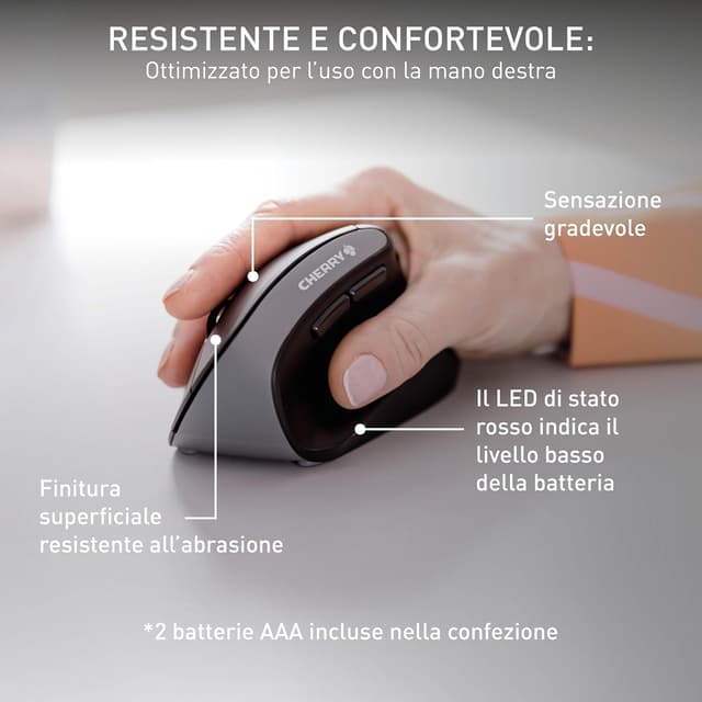 Detalle 1 de CHERRY MW 4500 mouse ergonomico verticale wireless