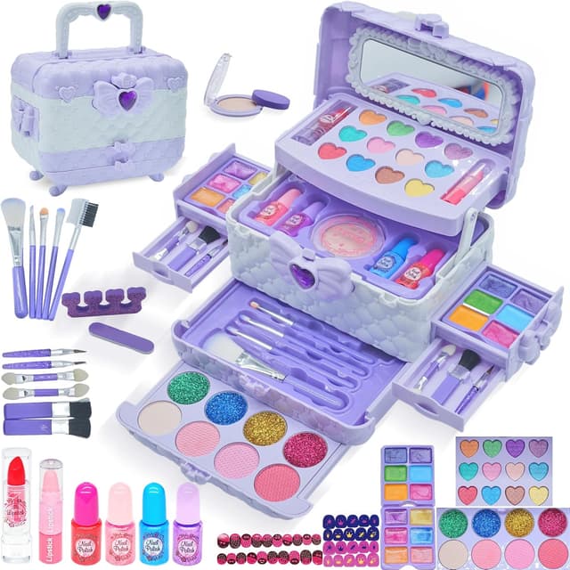 Detalle de Kids Makeup Sets for Girls (Light Purple) – Safe & Washable Play Makeup Kit for Ages 4–12