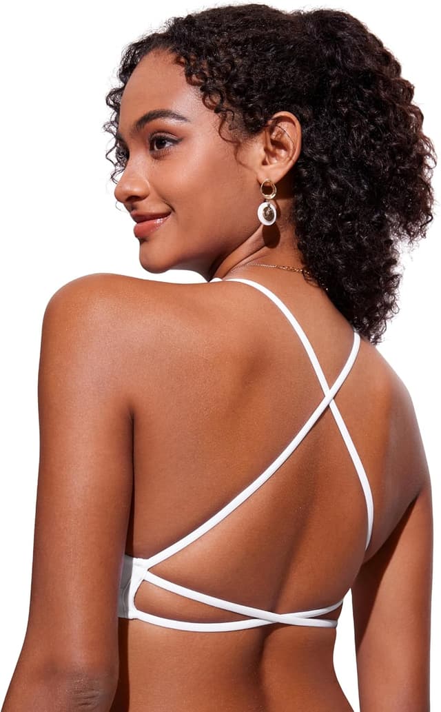 Detalle de CRZ YOGA top bikini da donna con scollo a V e schiena incrociata Criss Cross