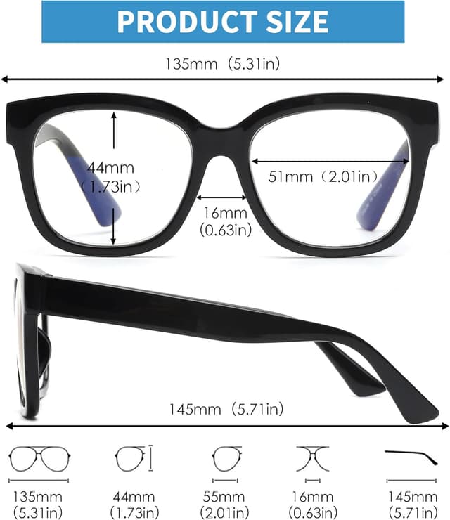 Thumbnail 6 de JM 3 Pack Oversized Reading Glasses for Women with Blue Light Blocking Lenses and Spring Hinge