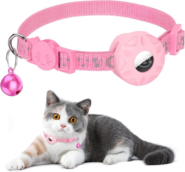 Detalle de Reflective cat collar with AirTag holder