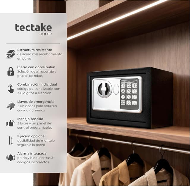 Thumbnail 1 de tectake® Caja fuerte pequeña 23 x 17 x 17 cm