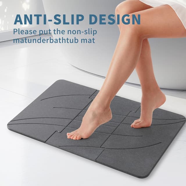 Detalle de Dai Lufei Tapis de bain en pierre 39 x 60 cm en diatomée – séchage rapide, antidérapant