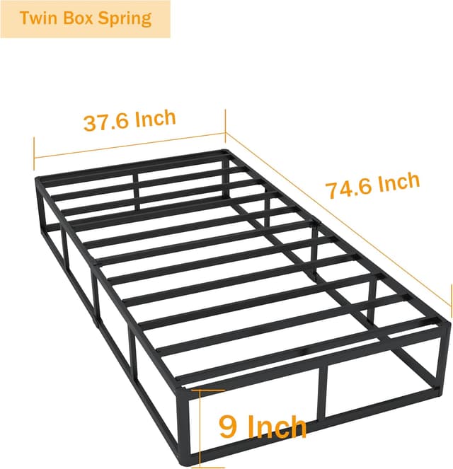 Detalle de SHLAND Twin Box Spring (9-Inch High Profile) Metal Frame Mattress Foundation with Fabric Cover