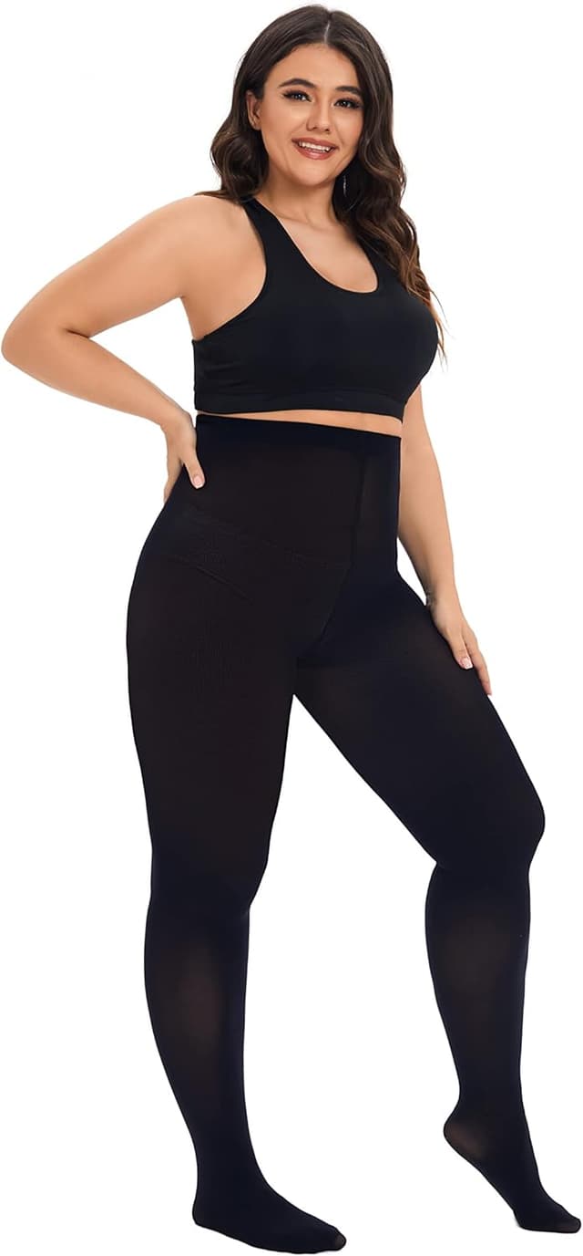 Detalle 2 de CozyWow Mallas talla grande cintura alta 80D 1X