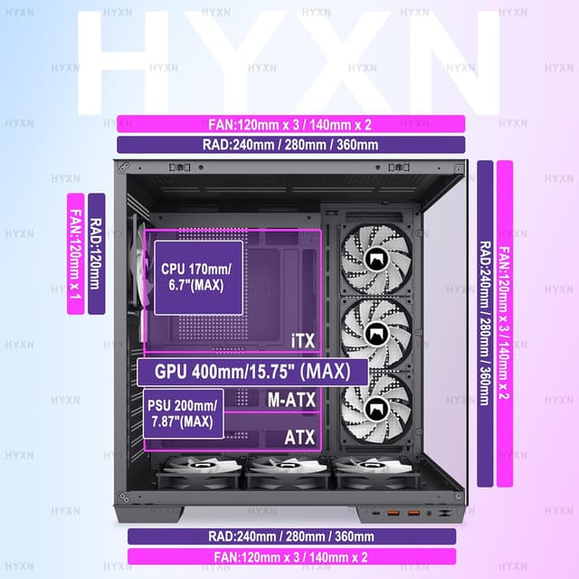 Thumbnail 2 de HYXN H1 ATX Gehäuse 420×285×430 mm