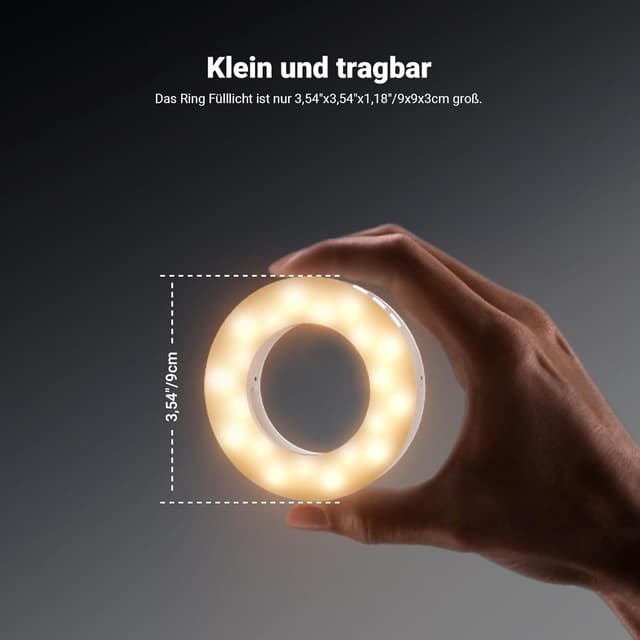 Detalle 2 de NEEWER Entry Level Version 3,74" Handy Selfie Ringlicht (clip-on) für iPhone & iPad, 60 LEDs, N28