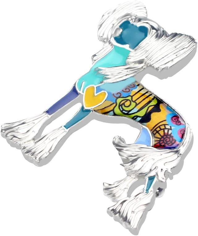 Thumbnail 1 de WEVENI Emaille Chinesischer Schopfhund Brosche 47 mm