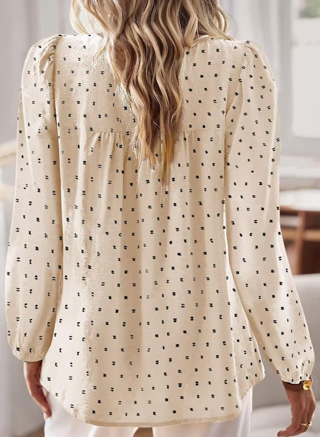 Detalle de TUUHAW Langarmshirt Damen Boho mit Rundhals & Häkelapplikation – lässige Tunika für Frühling bis Winter