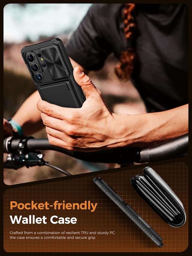 Thumbnail 6 de Vihibii for Samsung Galaxy S26 Ultra 6.9" Case Wallet with Card Holder (up to 4 cards) – Slide Camera Cover, Military-Grade Drop Protection, Black