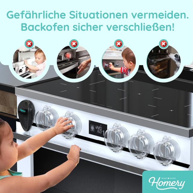 Detalle 2 de Backofen Kindersicherung (2 Stück) – hitzebeständige Herdschutz-Sicherung zum Kleben, rückstandslos entfernbar