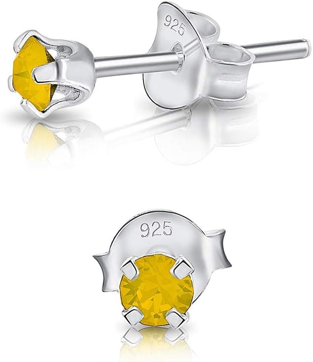 Detalle 2 de DTPsilver WINZIGE Ohrstecker aus 925 Sterling Silber mit Swarovski® Elements – runde sehr kleine Stecker (3 mm)