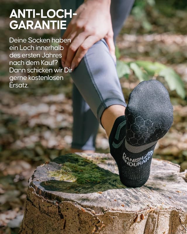 Detalle de DANISH ENDURANCE Kurze Laufsocken für Sommer mit leichter Kompression, Polster & Anti-Schweiß (3 oder 5 Paar)