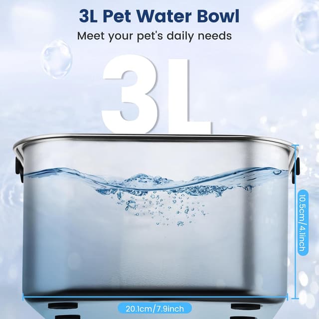 Thumbnail 6 de PETTOM Non Spill Dog Water Bowl (3L) – Stainless Steel 304 Anti-Drip Floating Bowl