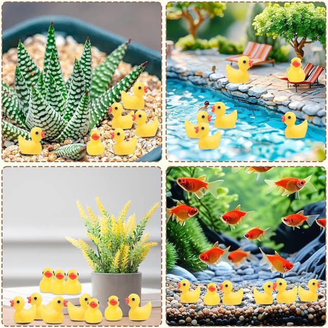 Detalle 2 de YsesoAi 100Pcs Mini Resin Ducks (Tiny Yellow Duck Figurines) for Dollhouse, Garden & DIY Decor