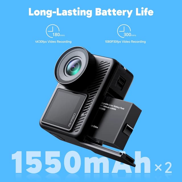 Thumbnail 6 de AKASO Brave 8 Lite waterproof action camera for 4K60 video, 20MP photos and dual screens