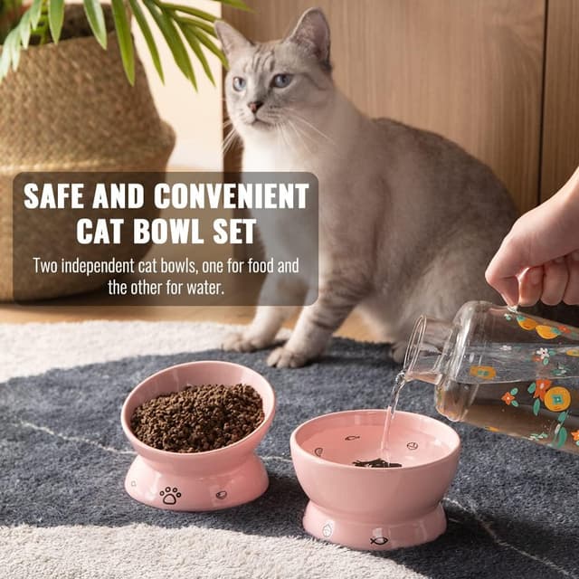 Thumbnail 4 de Sweejar Cat Bowls Set Elevates Feeding