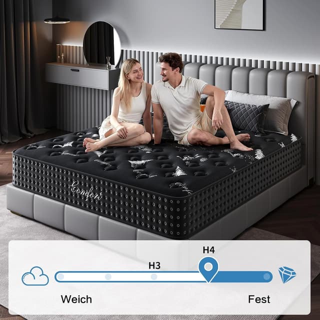 Detalle de Niqooia Federkernmatratze 90x200 cm, Höhe 25 cm, Härtegrad H4 (7 Zonen)