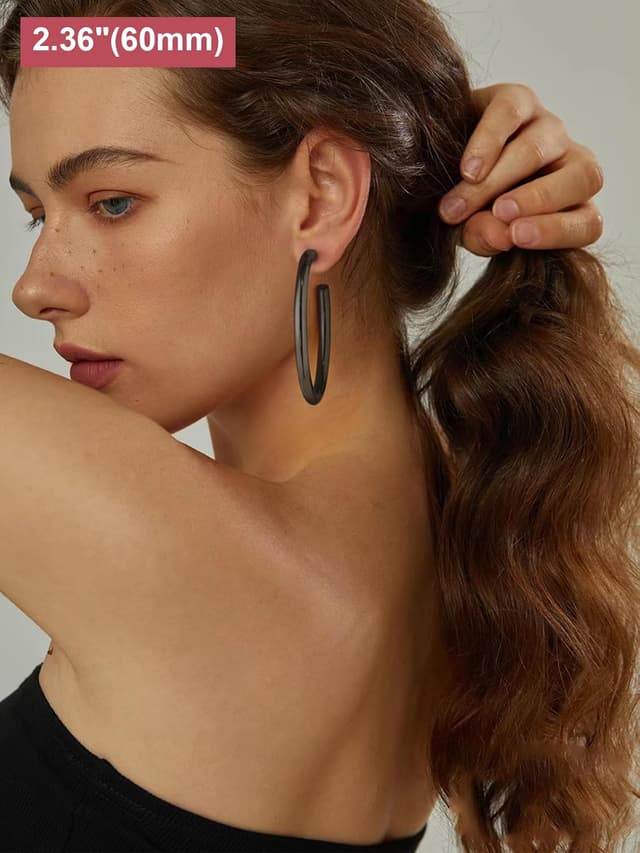 Detalle de FOCALOOK Creolen Damen Ohrstecker aus Edelstahl – Statement-Schmuck mit Zylinder-Röhren (30–80 mm)