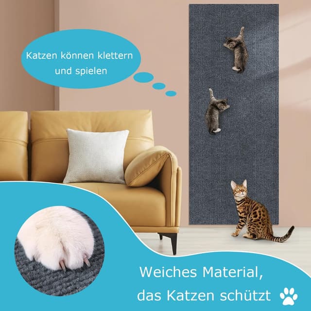 Detalle 2 de Katzen Kratzmatte Selbstklebend XXL 200Ă40 cm đŸ