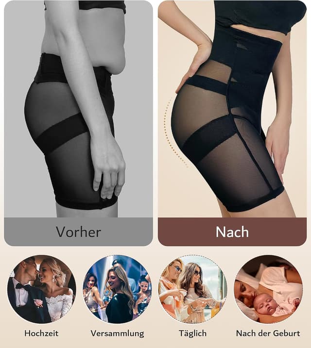 Detalle de sellto Bauchweg Unterhose Damen mit hoher Taille – doppellagiges Shape-Design für Bauchkontrolle
