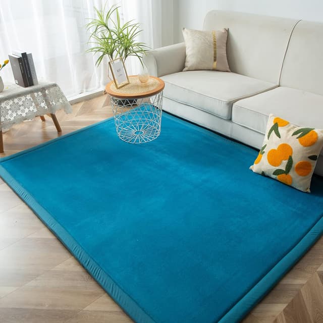 Detalle de BYBYME Krabbelmatte Baby Korallen-Samt in Extra-Dicke (3 cm), 150x150 cm – weiche Spielmatte fürs Kinderzimmer