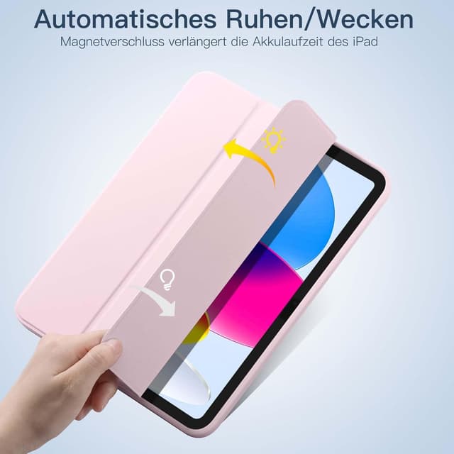 Detalle de drivego Hülle für iPad 11. Generation (A16) & iPad 10. Gen 10,9 Zoll mit Stifthalter, Ständer und Auto-Ruhe/Wake – Strauß rosa
