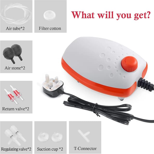 Detalle 2 de PYPABL 3W Aquarium Air Pump (300L/H) – silent adjustable bubbler for fish and turtle tanks