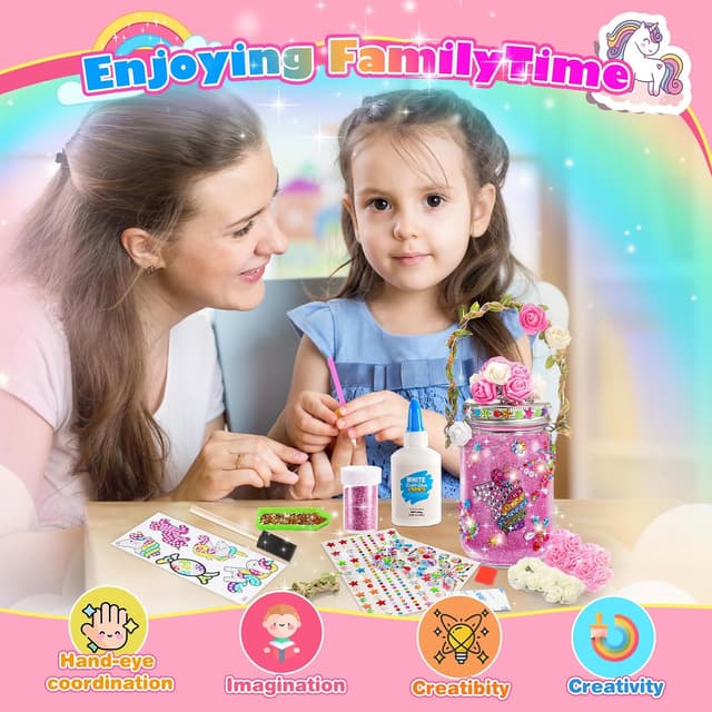 Detalle 2 de Hapikids Unicorn Lantern Craft Kit for Kids (Jar & Glitter DIY) for Ages 4–12