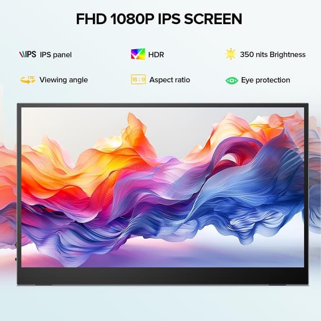 Detalle de EVICIV tragbarer Touchscreen-Monitor 15,6 Zoll (Full HD, 10-Punkt) mit Eye-Care, HDMI & USB-C