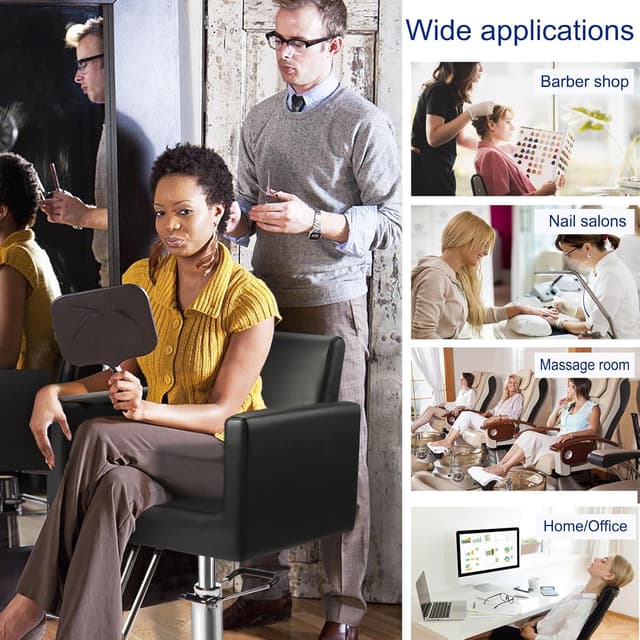 Thumbnail 6 de Hairdresser Barber Salon Chair (Black) with Heavy-Duty Hydraulic Pump, 360° Swivel, 330 Lbs Capacity