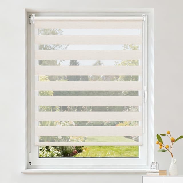 Detalle de Buseu Store enrouleur jour nuit sans perçage (lin translucide & occultant) avec clips