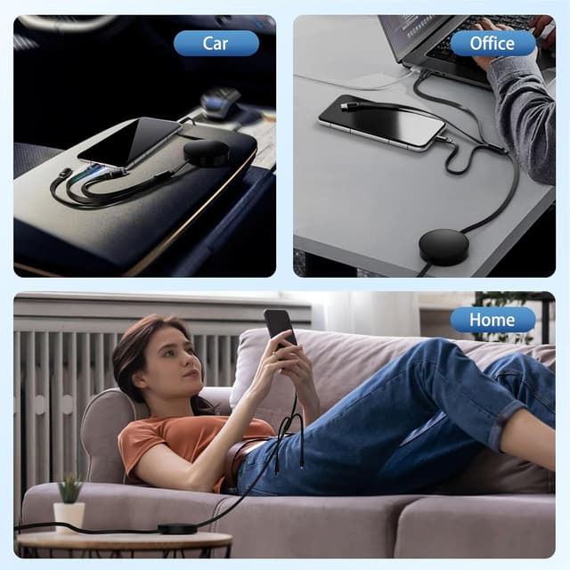 Thumbnail 6 de Qreninv 66W 3-in-1 Retractable Multi Charger Cable (6A) with Micro USB and USB‑C Phone Port