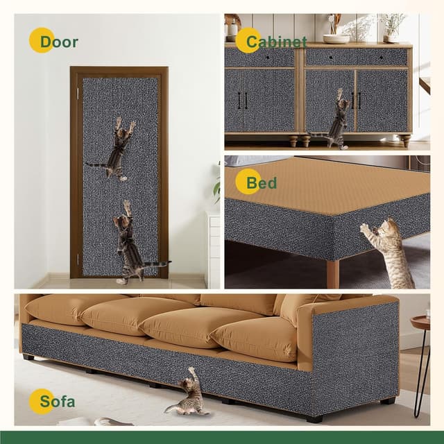 Detalle de Gimars 40×200cm thickened self-adhesive cat scratching mat (DIY cuttable) in grey